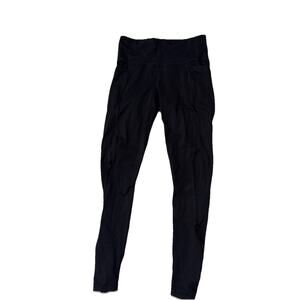 Athleta Black Running Leggings Women’s Small Ankle Zip Pockets Supplex